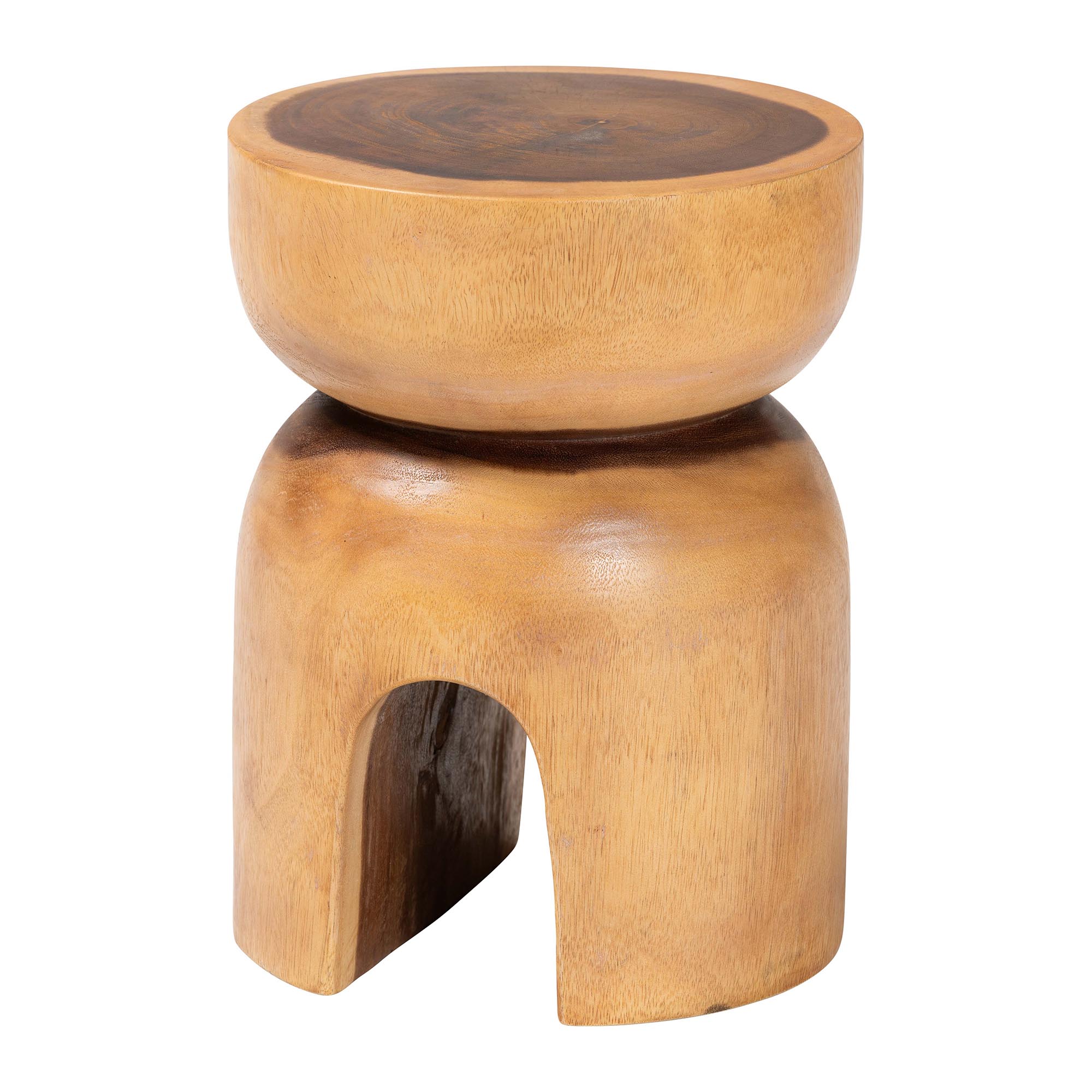 bali & pari Abrina Solid Suar Wood Side Table - Hand-Carved Sculptural End Table with Arched Base, Modern Boho Style for Living Room or Bedroom Affordable modern furniture in Chicago, classic living room furniture, modern end table, cheap end table
